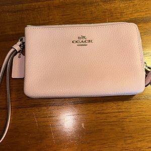 Coach Pink Double Corner Zip Wristlet, like new